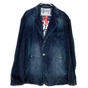 Vintage Marithe Francois Girbaud Corduroy Jacket Mens Size XL Blue Distressed 90